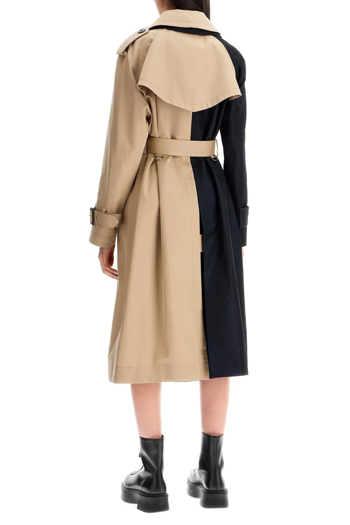 "color block gabardine trench SCW 212 NAVY×BEIGE