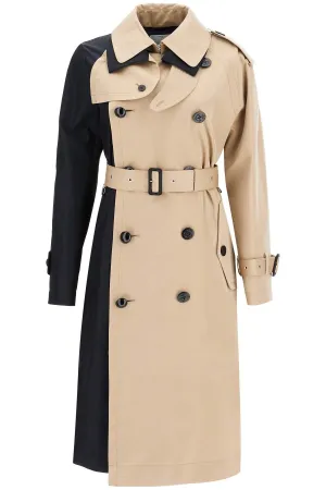 "color block gabardine trench SCW 212 NAVY×BEIGE