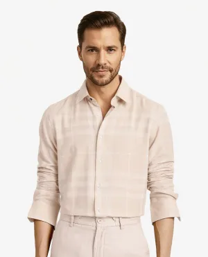Rare Rabbit Men Boxlo Beige Full Sleeve Regular Collar Button Closure Regular Fit Check Shirt