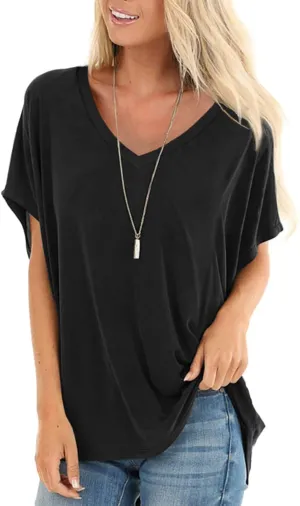 SAMPEEL Womens Summer Dolman Sleeve V Neck Casual Tops Tshirts