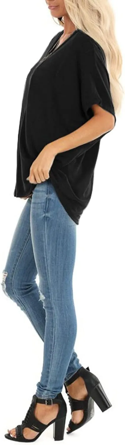 SAMPEEL Womens Summer Dolman Sleeve V Neck Casual Tops Tshirts