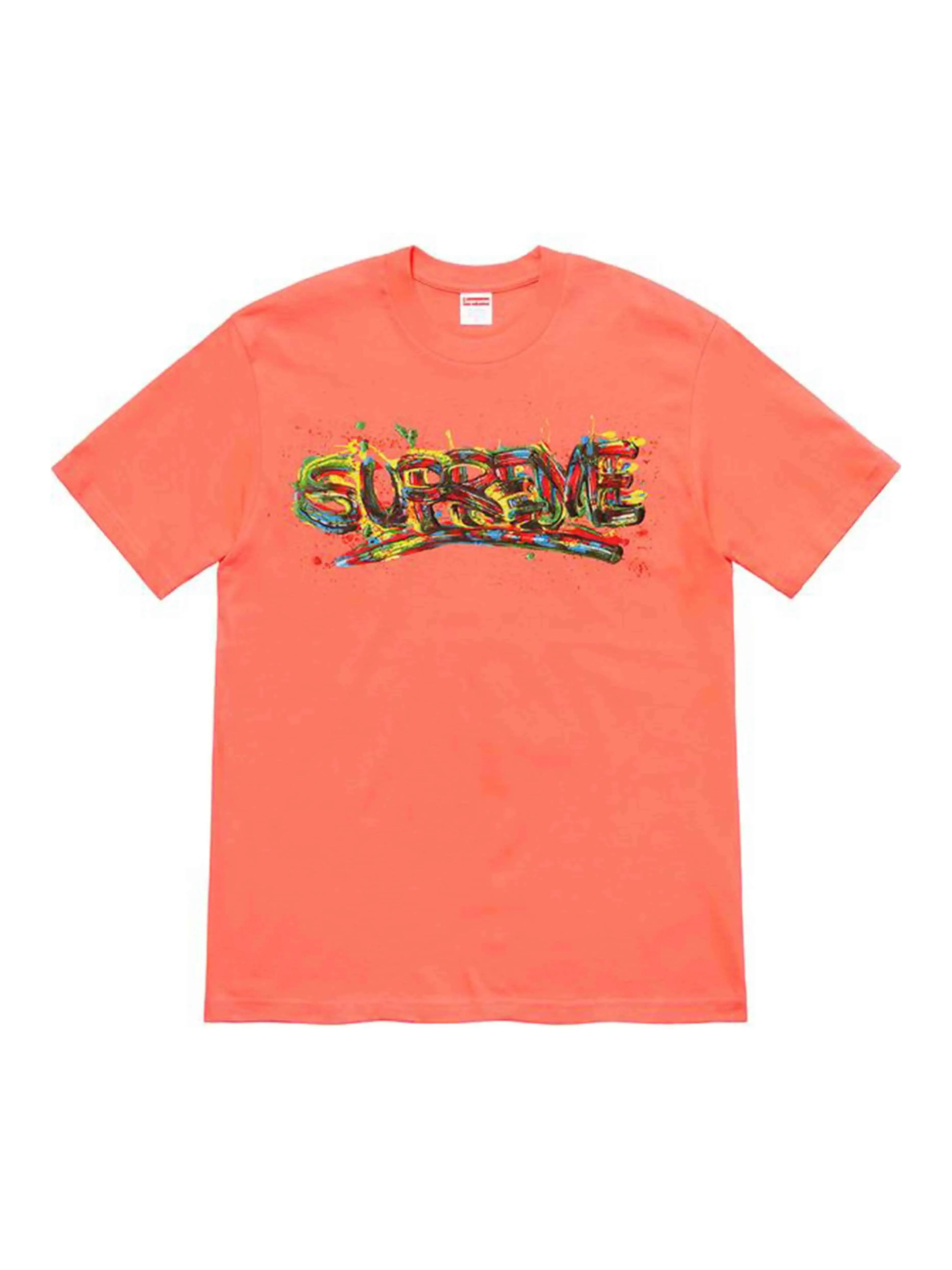 Supreme Paint Logo Tee Neon Orange L