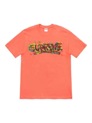 Supreme Paint Logo Tee Neon Orange L