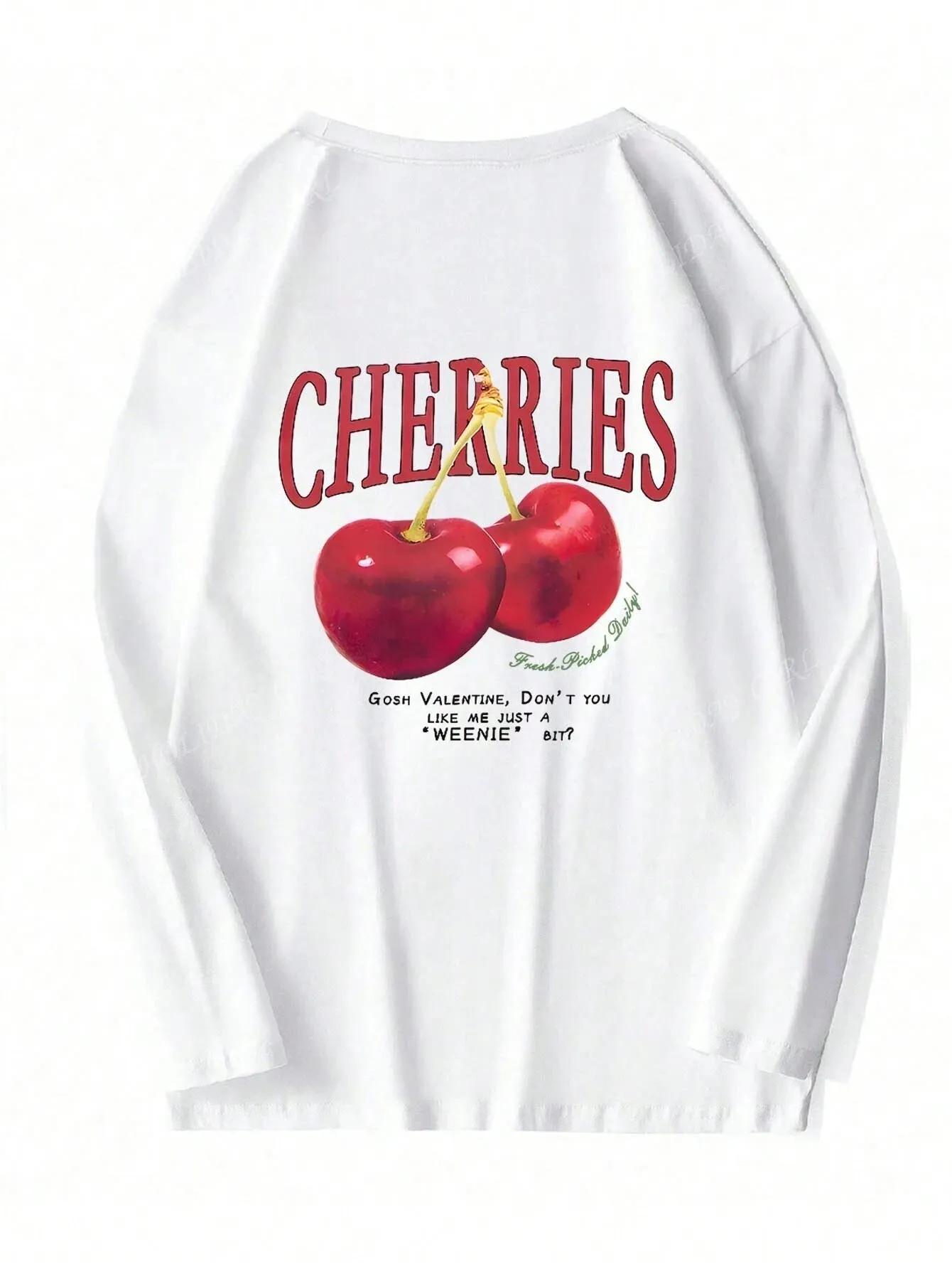 SXV  'cherry’ Printed Cool Aesthetic Drop Shoulder Oversized Baggy Sweatshirt