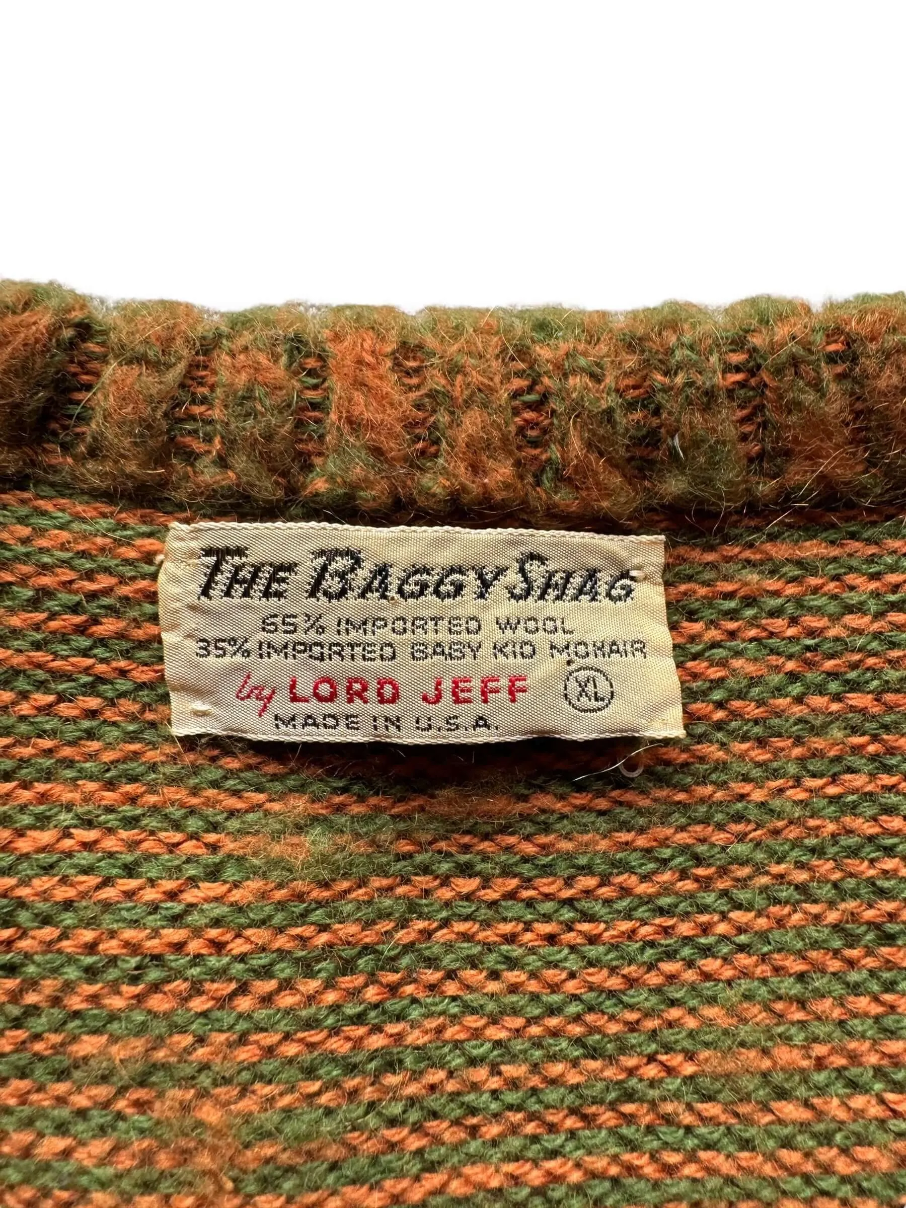 The Baggy Shag by Lord Jeff Mohair Sweater SZ XL