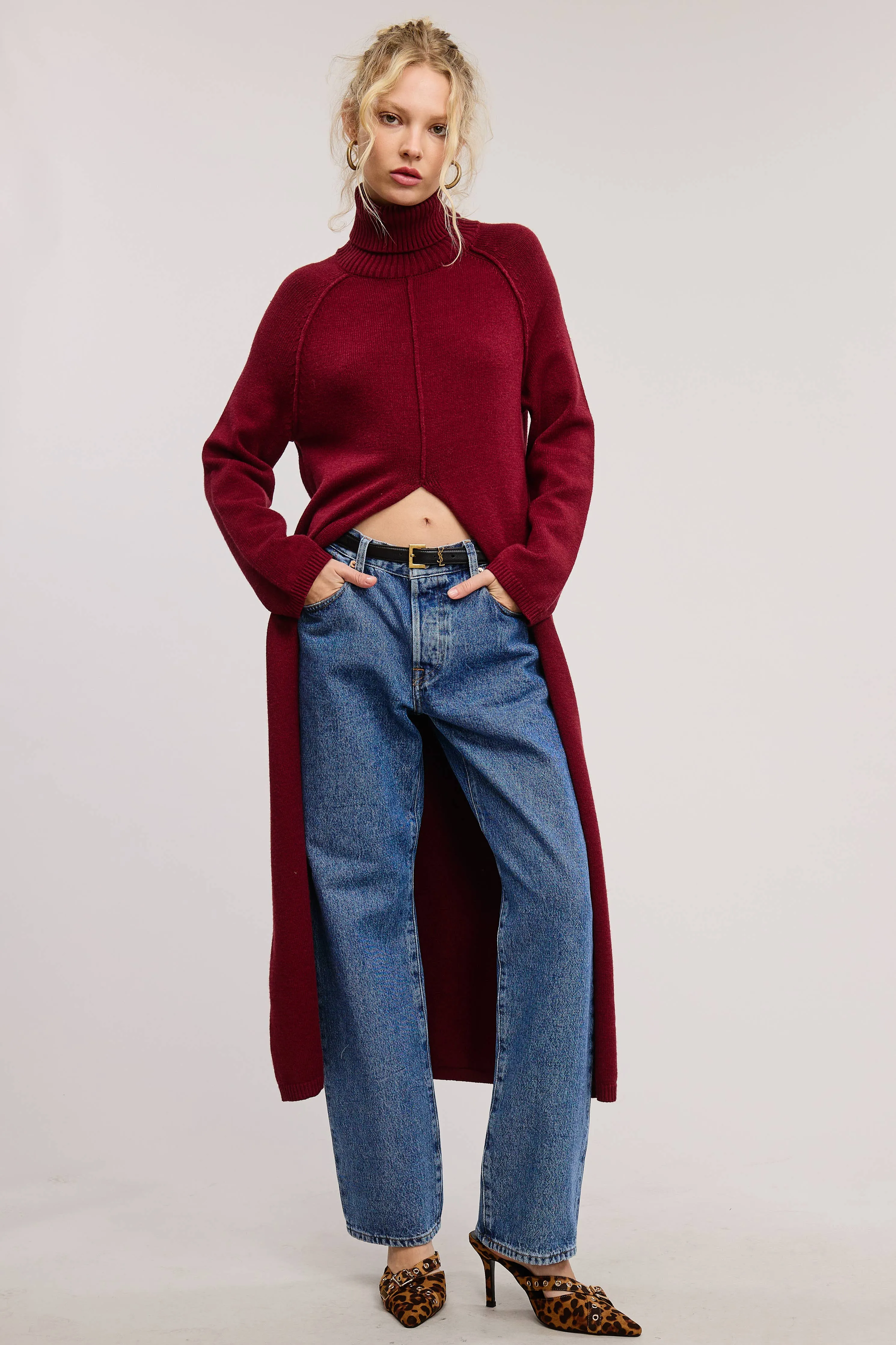 TURTLENECK TUNIC SWEATER DRESS