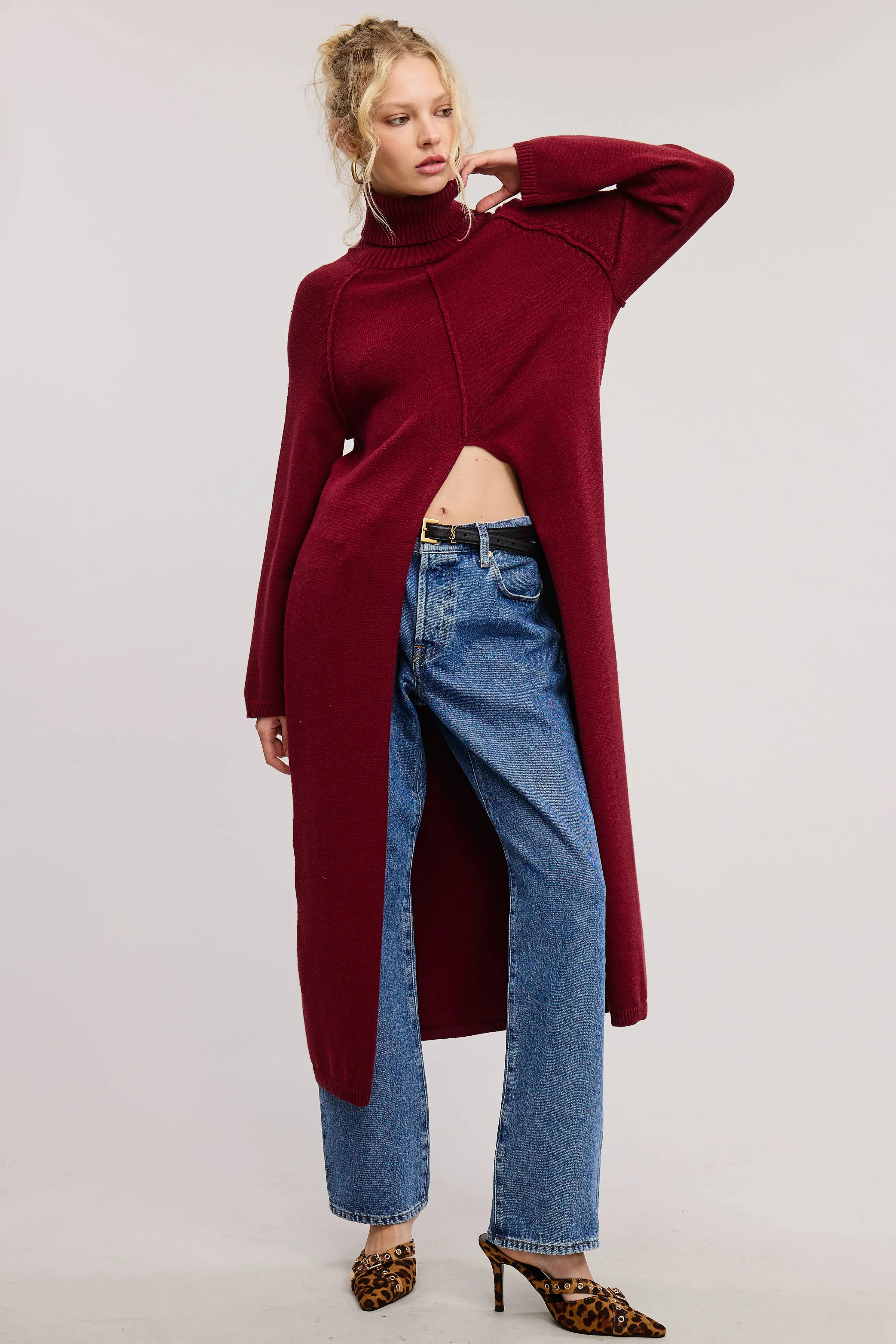 TURTLENECK TUNIC SWEATER DRESS