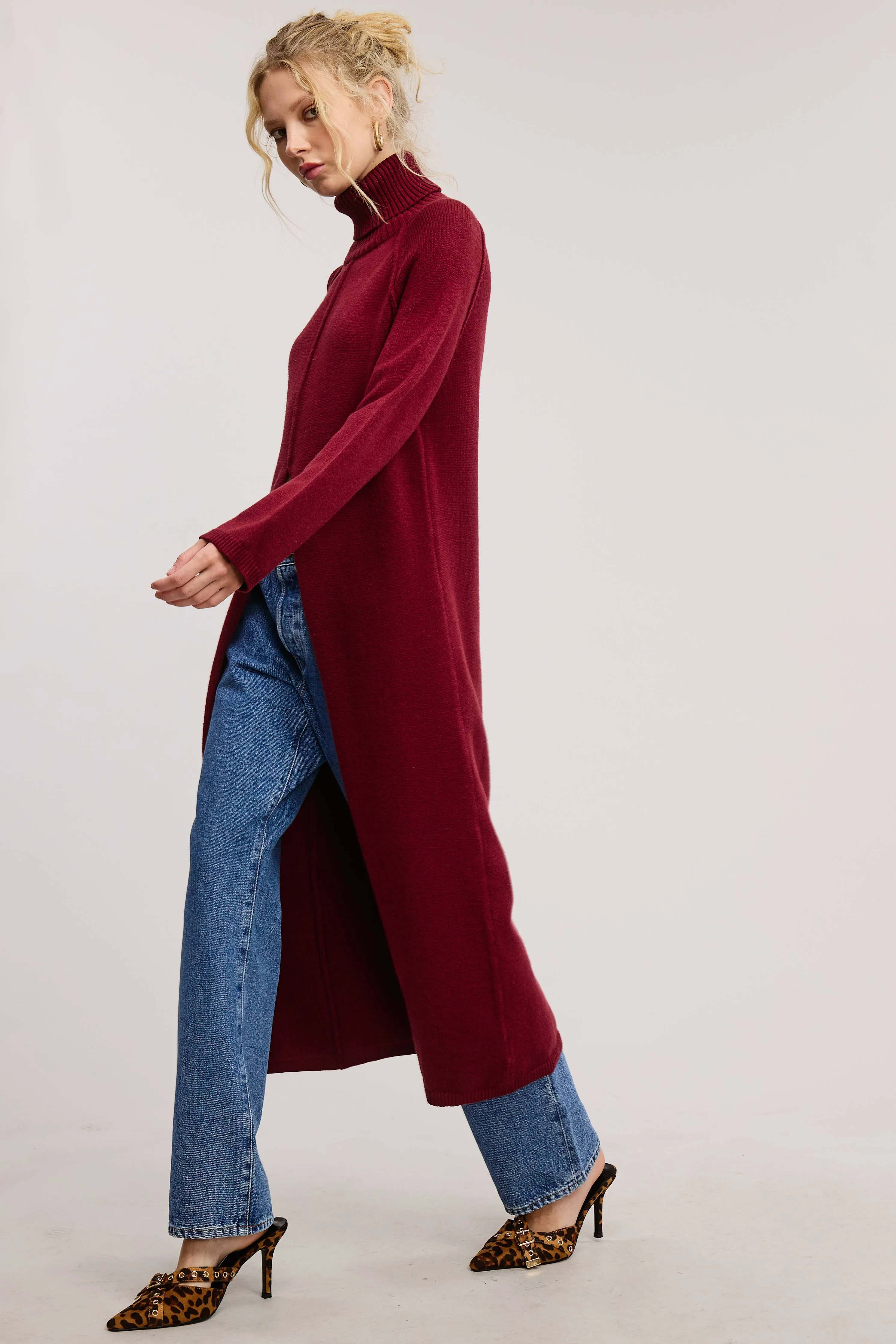 TURTLENECK TUNIC SWEATER DRESS