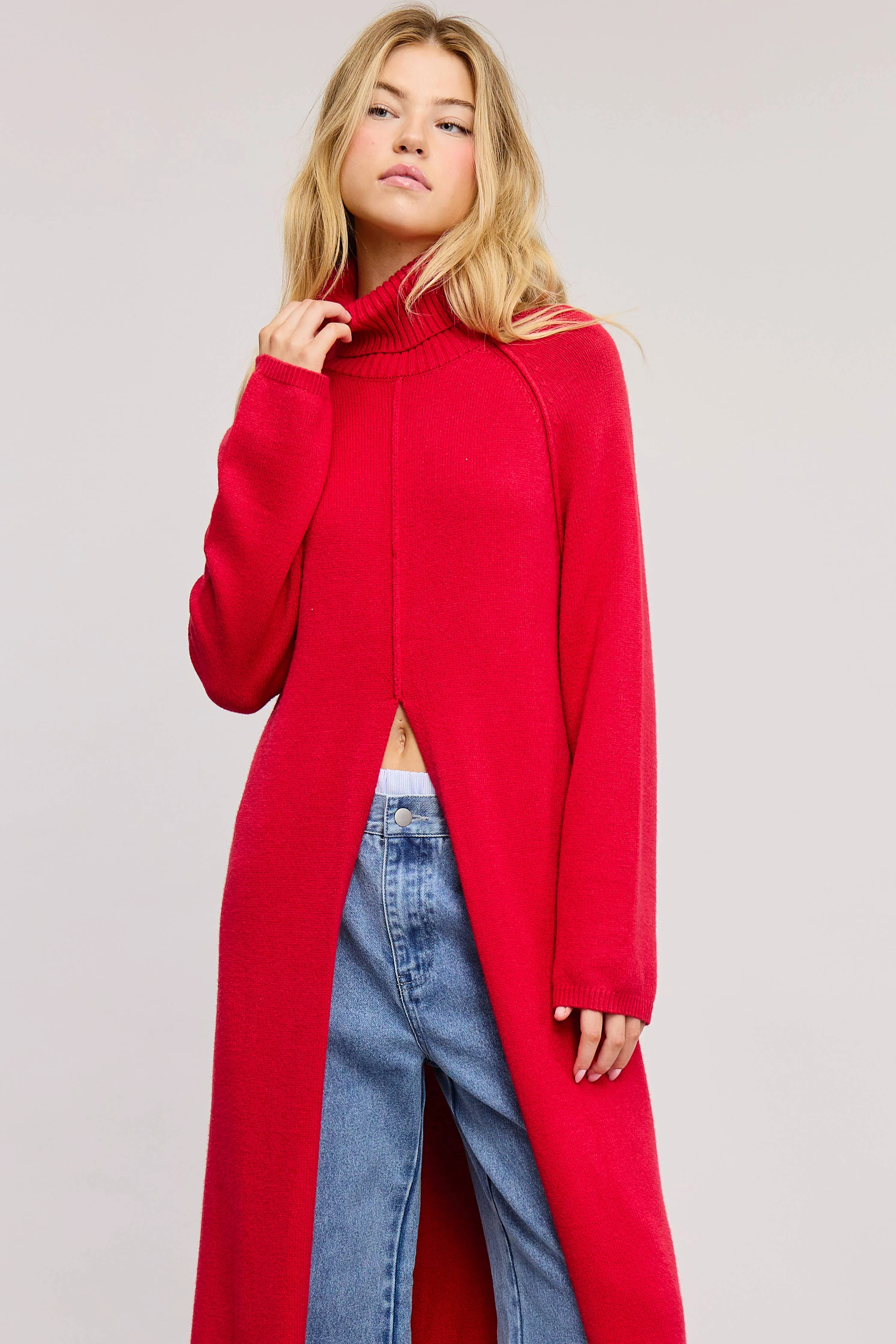 TURTLENECK TUNIC SWEATER DRESS