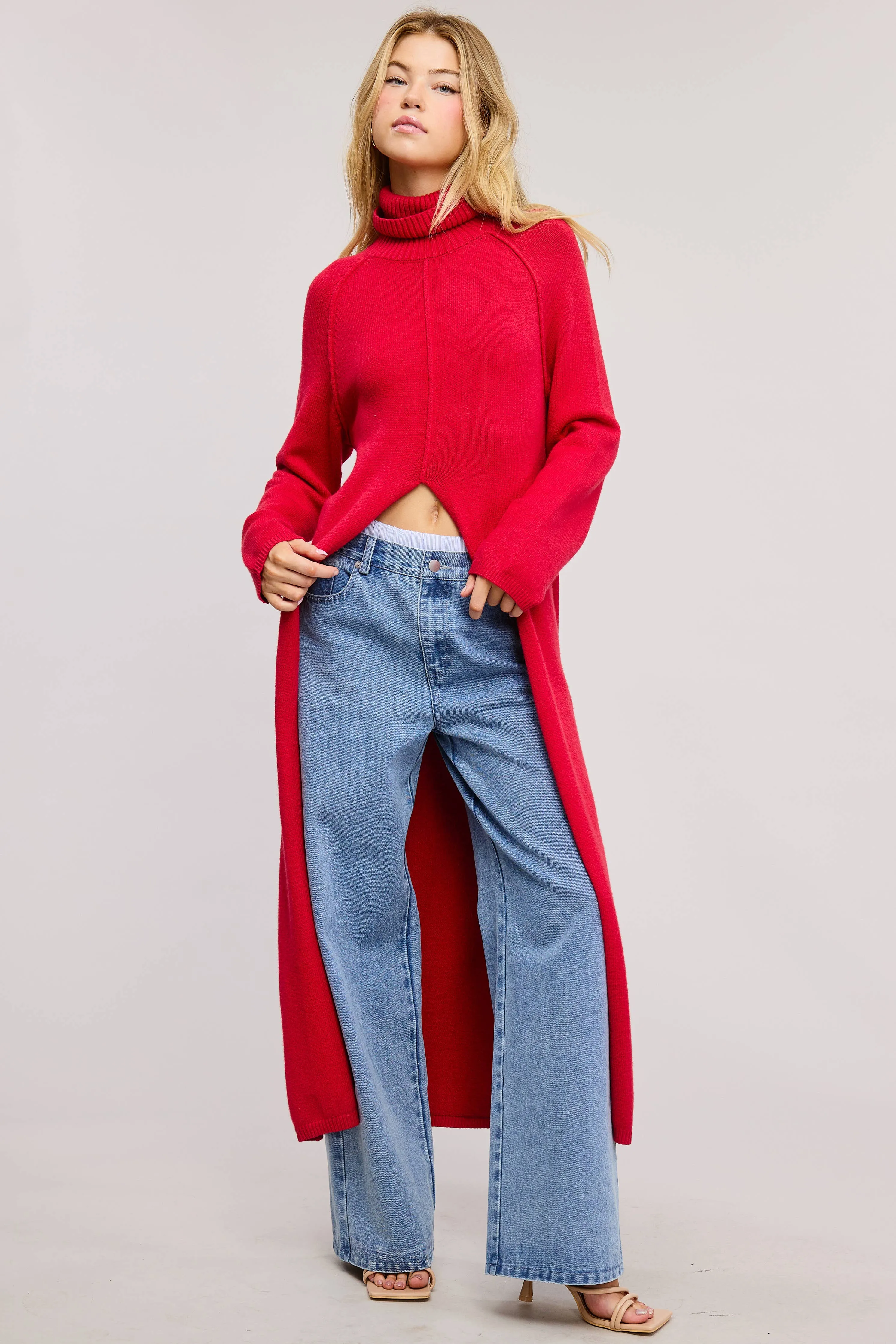 TURTLENECK TUNIC SWEATER DRESS