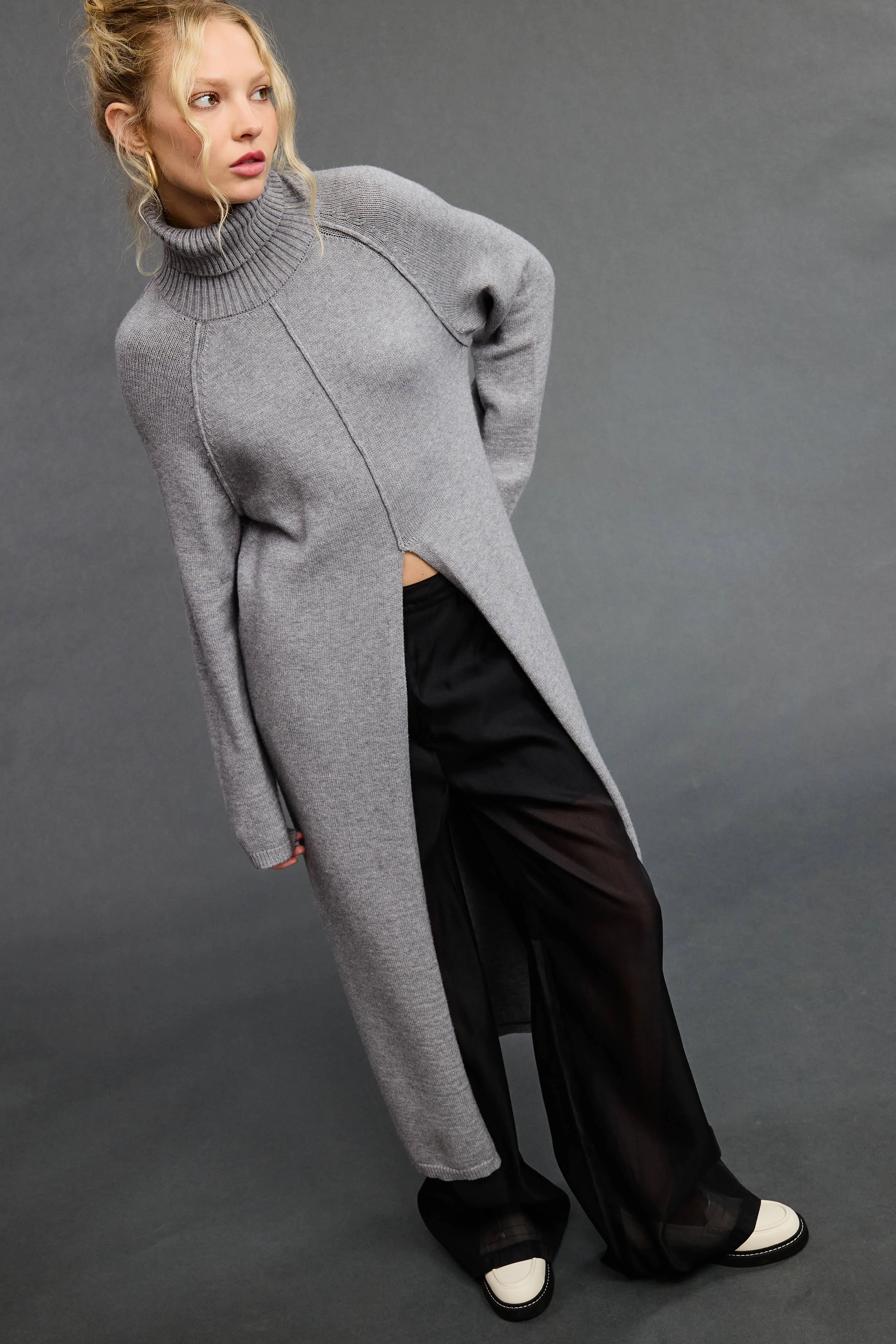 TURTLENECK TUNIC SWEATER DRESS