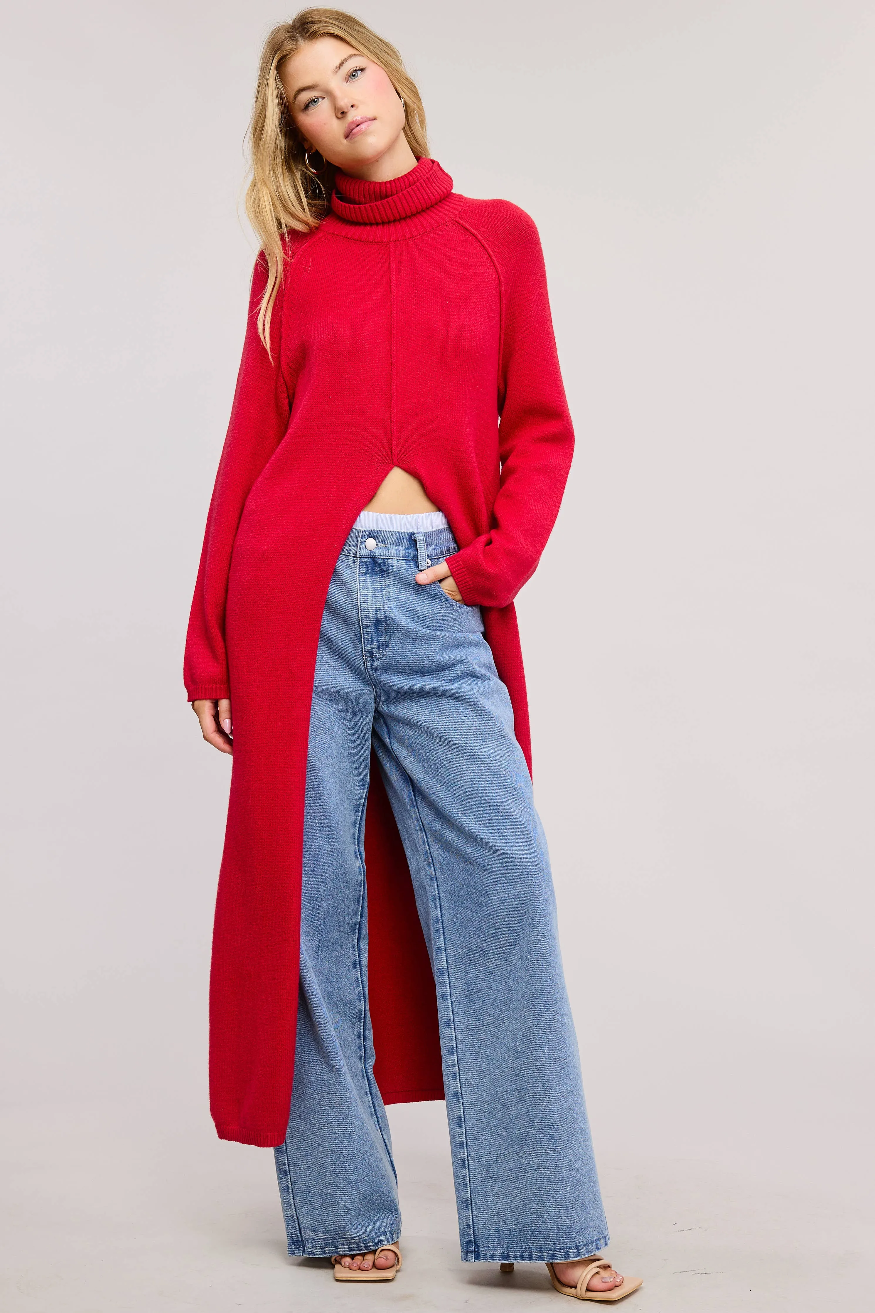 TURTLENECK TUNIC SWEATER DRESS