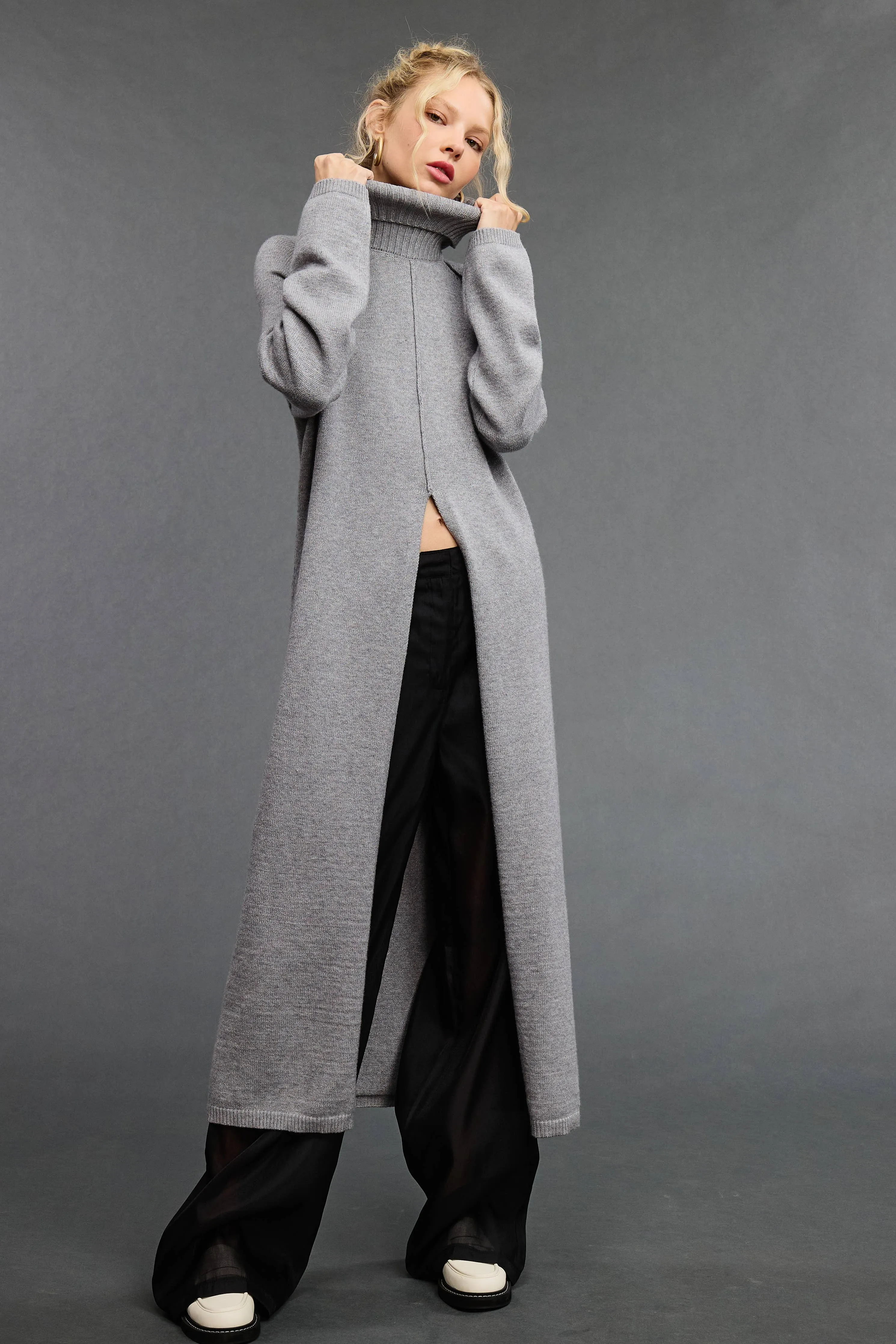 TURTLENECK TUNIC SWEATER DRESS