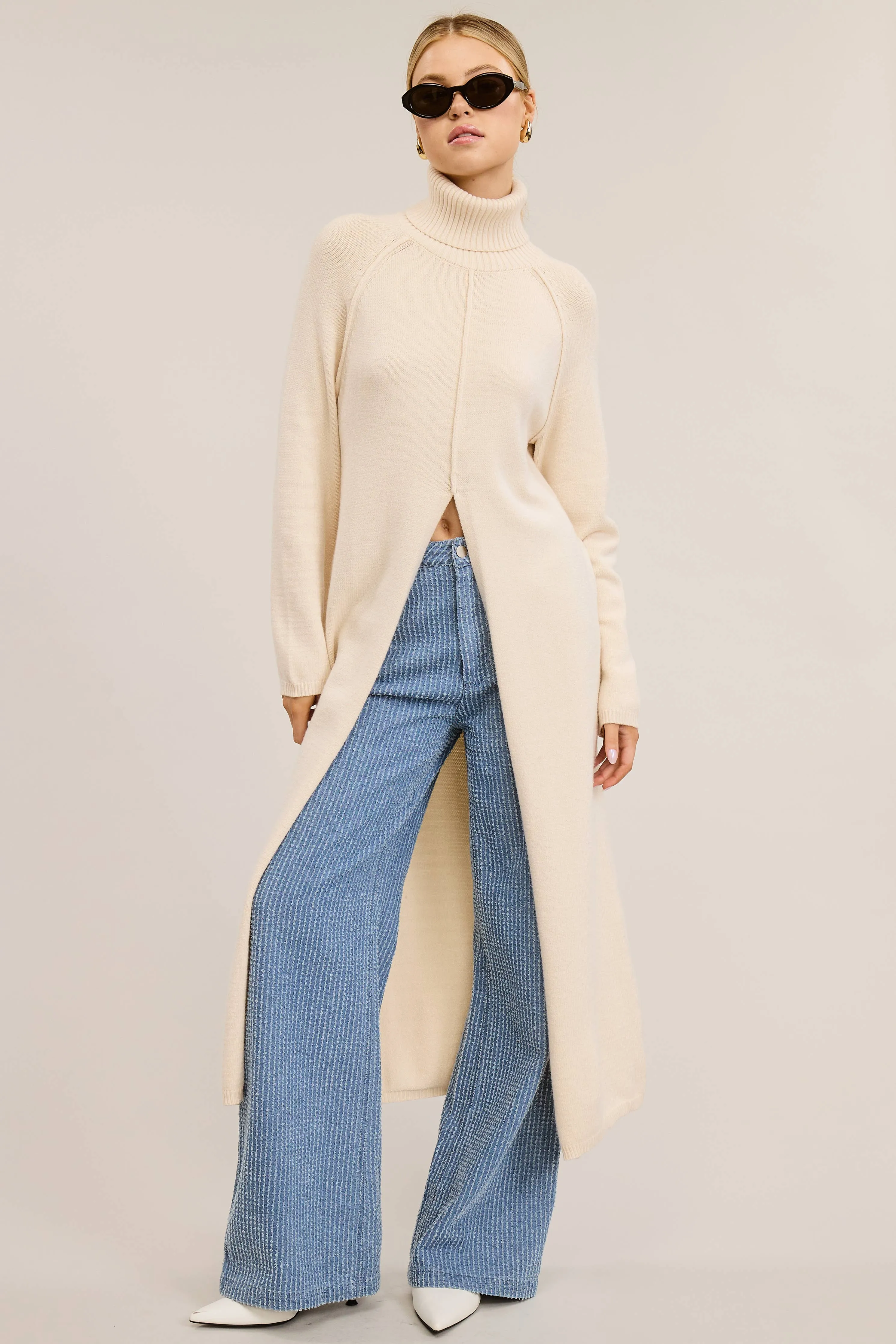 TURTLENECK TUNIC SWEATER DRESS