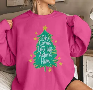 UNIQUEONE Ugly Christmas Sweatshirts Women Christmas Sweater Xmas Tree Sequin Top Winter Crewneck Family Holiday Outfits