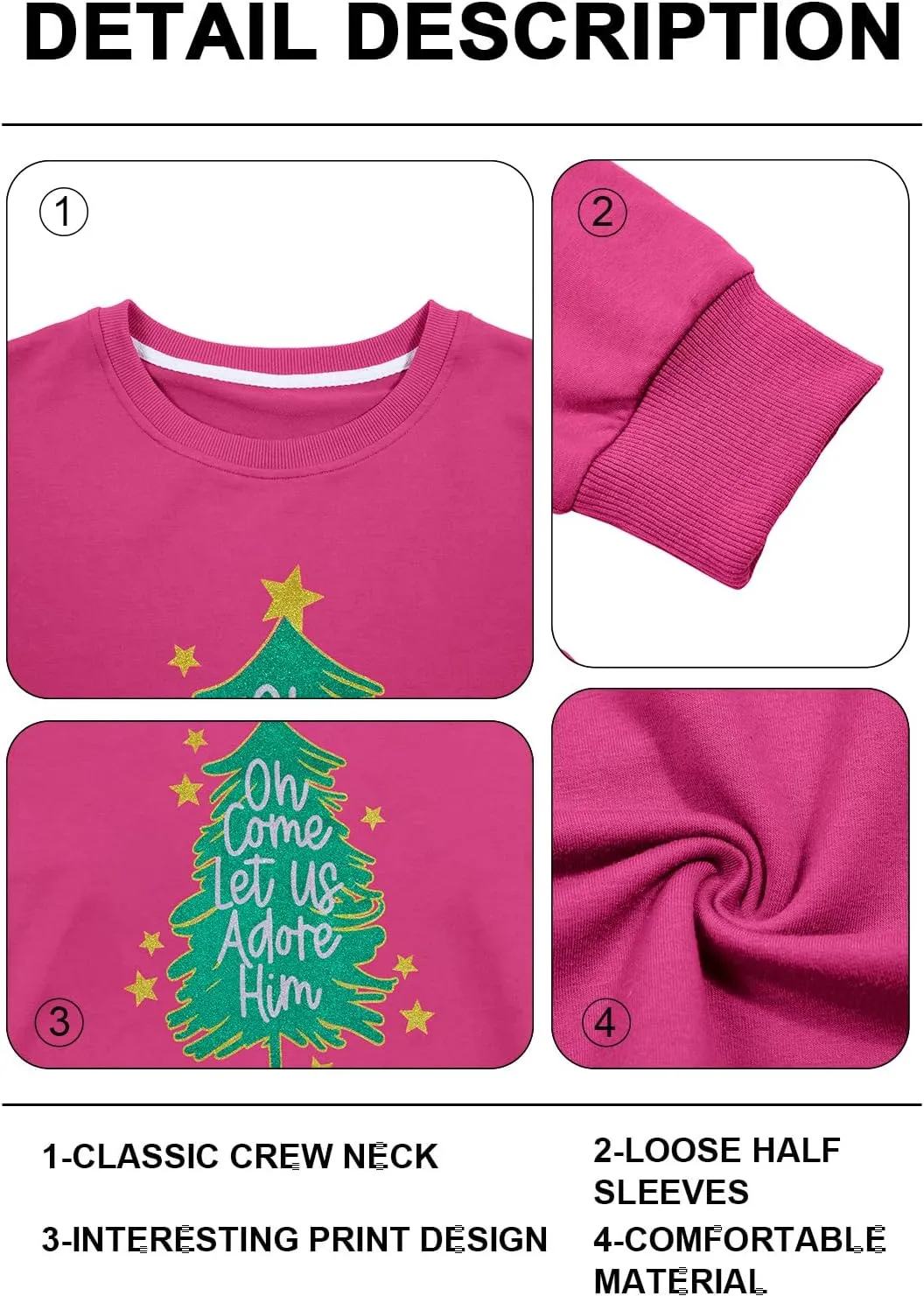 UNIQUEONE Ugly Christmas Sweatshirts Women Christmas Sweater Xmas Tree Sequin Top Winter Crewneck Family Holiday Outfits