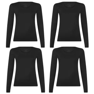 Voordeelbundel: T-shirts lange mouw Lara (4-pack) – Zwart