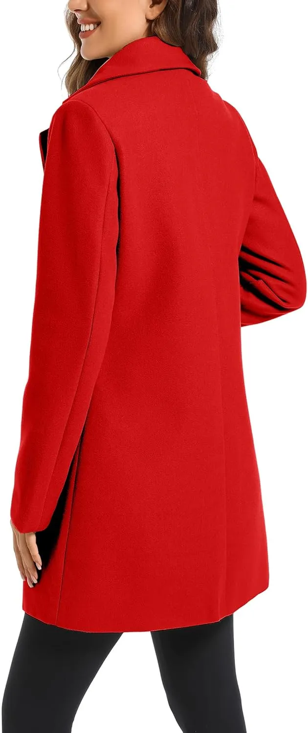Women's Notched Lapel Double Breasted Winter Outerwear Pea Coat