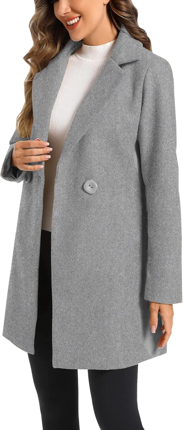 Women's Notched Lapel Double Breasted Winter Outerwear Pea Coat