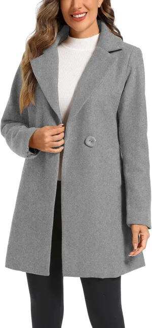 Women's Notched Lapel Double Breasted Winter Outerwear Pea Coat