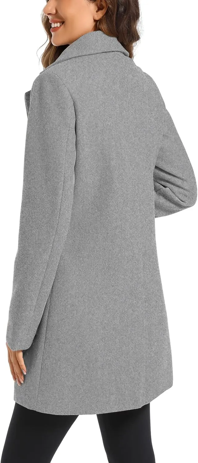 Women's Notched Lapel Double Breasted Winter Outerwear Pea Coat