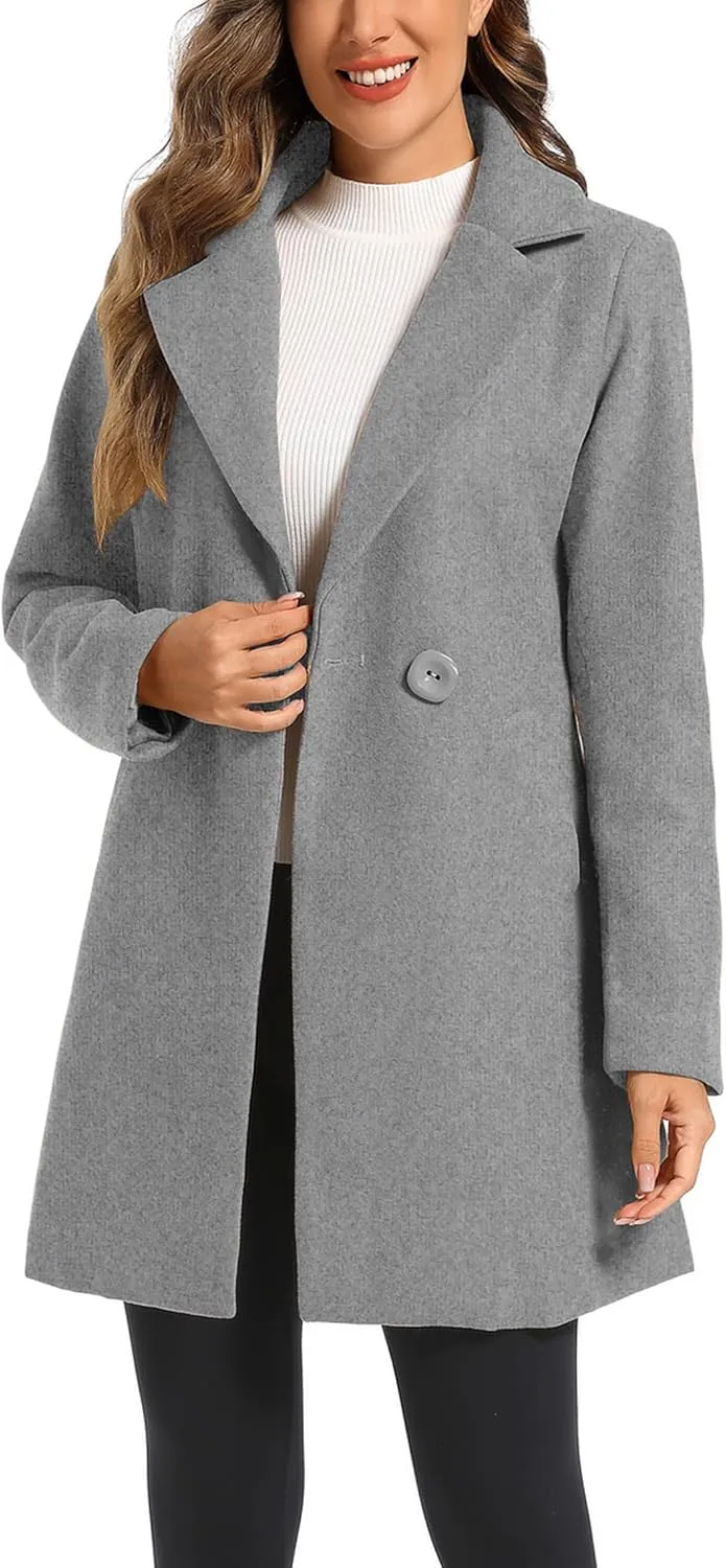 Women's Notched Lapel Double Breasted Winter Outerwear Pea Coat